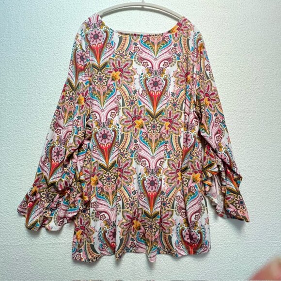 Allison Daley Plus Womens Tunic, Asymmetrical Hemline & Sleeves, Size 3X - Picture 2 of 8